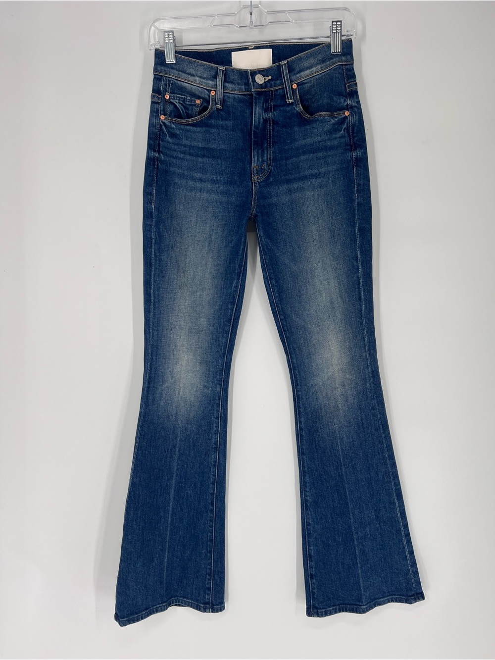 Mother The Weekender Dark Wash Flare Denim Jeans in "It's a Small World" 24